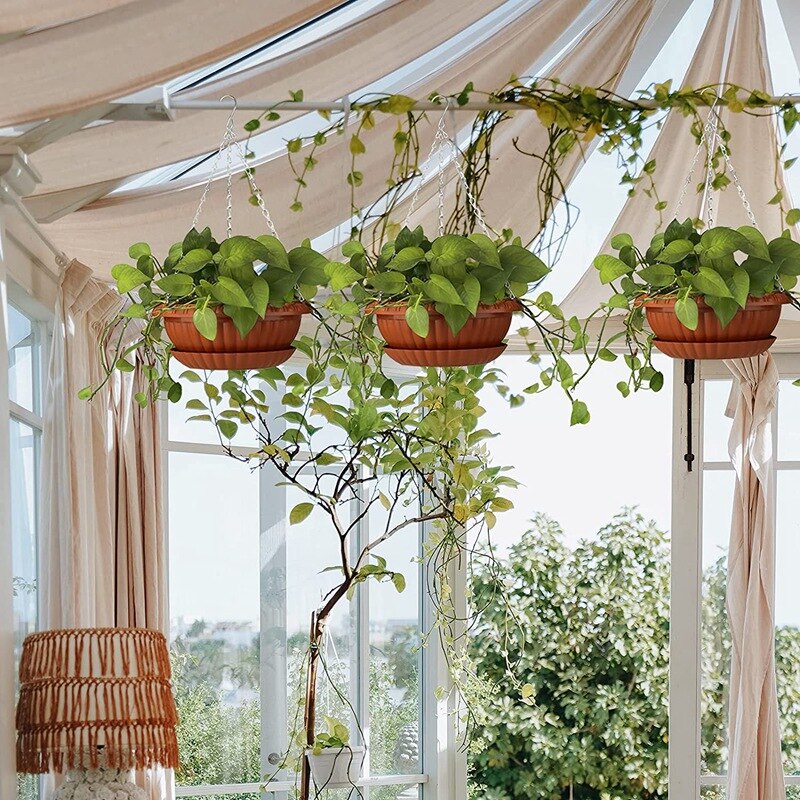 3Pcs Plantenbakken Opknoping Bloempotten Plant Hanger Houders Opknoping Mand Voor Indoor Outdoor Tuin
