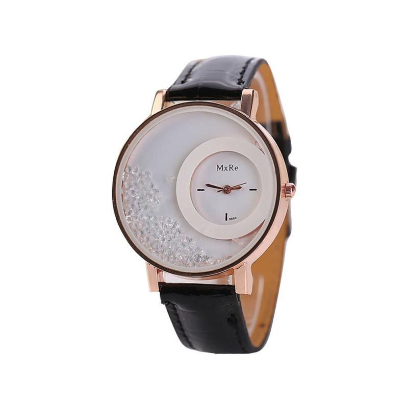 Women Watches Ladies Leather Quartz Watches Quicksand Rhinestone Bracelet Wristwatch relogios feminino montre femme #D: A