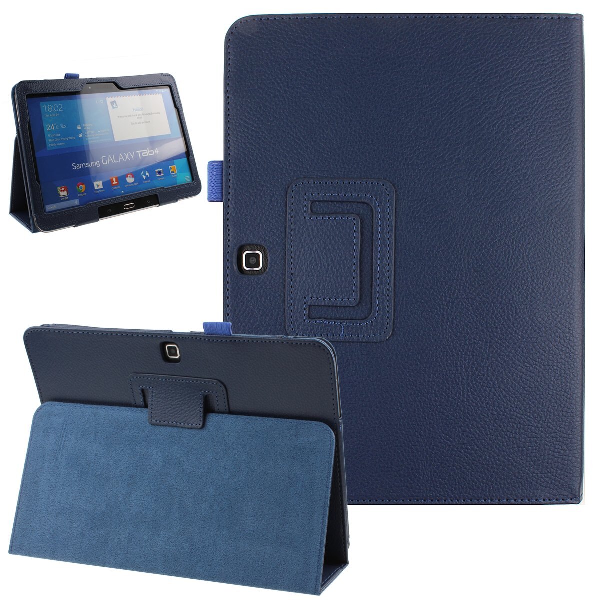 For Samsung Galaxy Tab 4 10.1 Case Foilo Stand PU Leather Cover For Samsung Galaxy Tab 4 10.1 T530 T531 T530 Tablet Funda Cases: Navy Blue