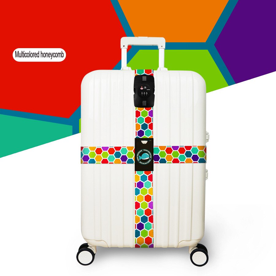 TSA Luggage Strap - 230cm - Geometric Pattern - Combination Lock Security Belt: Color honeycomb