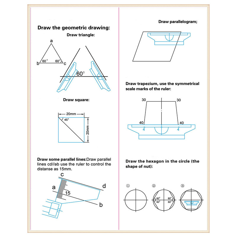 Multifunctional Drawing Ruler Portable Universal Parallel Ruler Practical Measuring Tool for School Office NIN668
