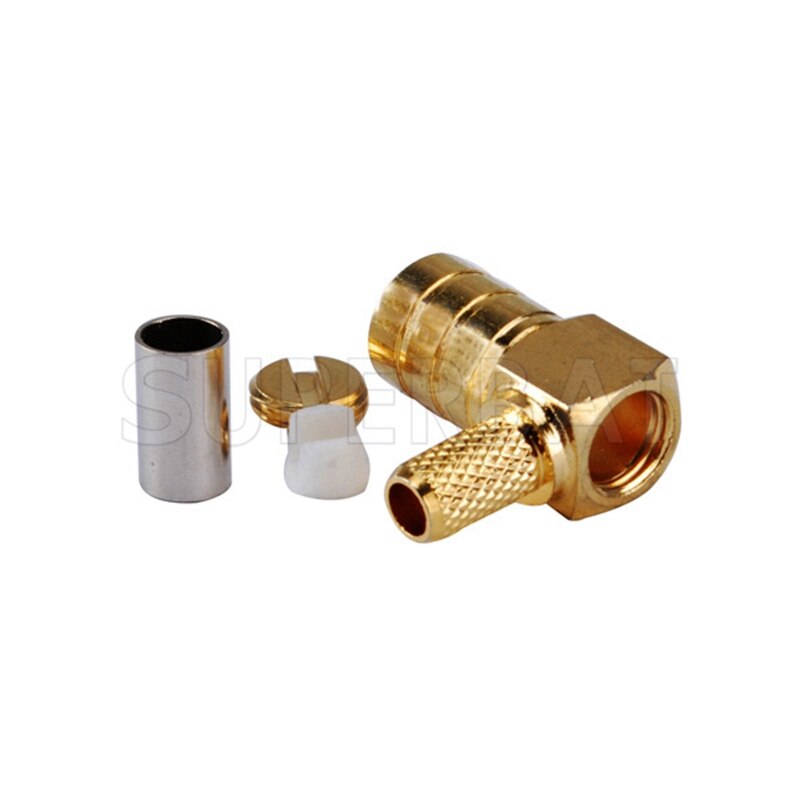 Superbat 10 stücke SMB crimpen Stecker Stecker Rechten Winkel für Koaxialkabel SHR-50-2 SFT-50-2 RF Stecker