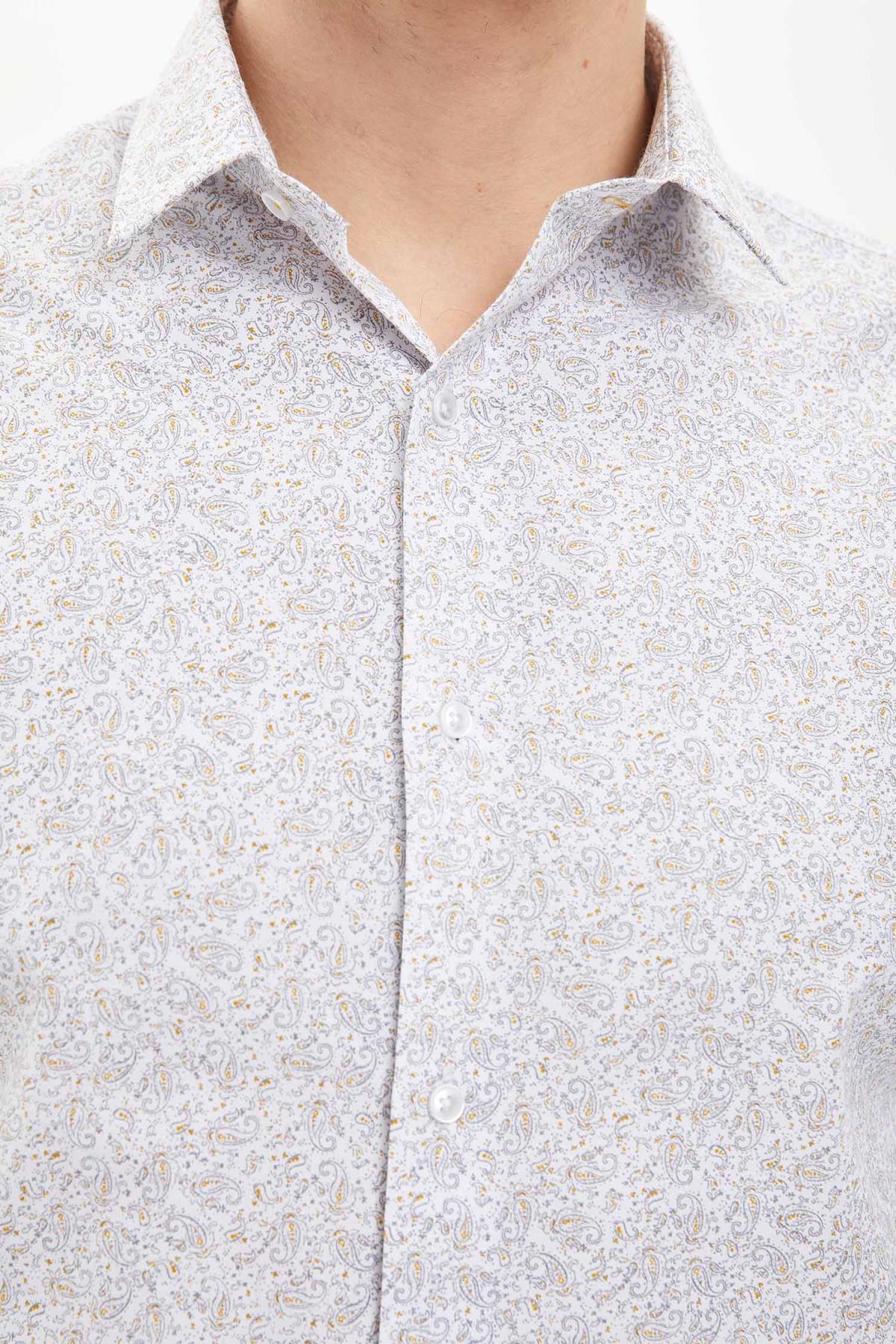 Defacto desenli slim fit uzun collu gömlek -n5375 az 20au