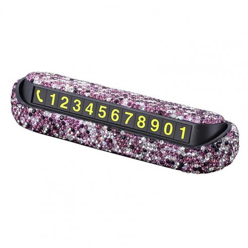 Tarjeta de número de teléfono, accesorio oculto, compacto, resistente al sol, con diamantes de imitación, para de negocios: Púrpura