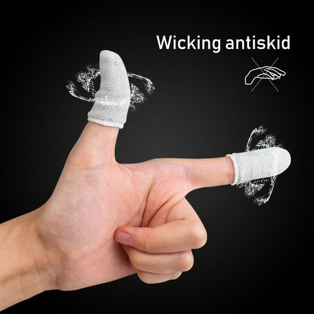 Funda de nailon para control de juegos, protector de dedos transpirable, resistente al sudor, para dedos, antiarañazos, sensible al tacto para Móvil, 1 par