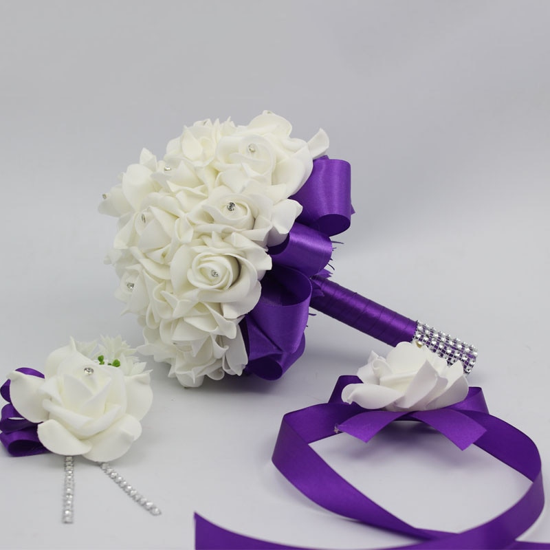 3 stks/set Bridal Bruidsmeisje Kunstbloemen houder Bruidsboeket Boutonniere Pols Corsage Set Thuis Party Bruid Accessoires