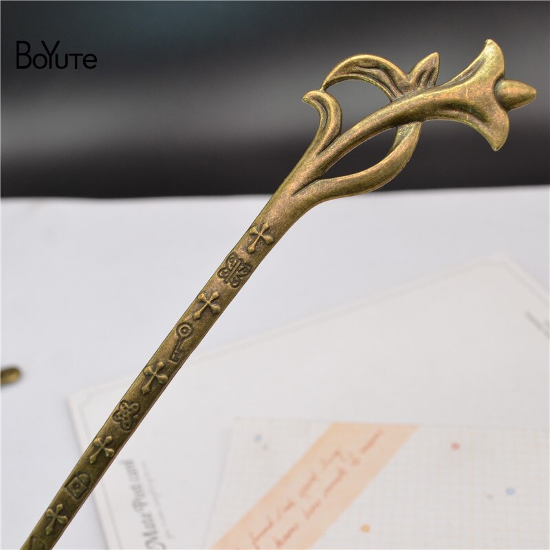 BoYuTe (10 stuks/partij) Vintage Metalen Haar Stok Bladwijzer Dubbele Gebruik Diy Handgemaakte Sieraden Accessoires: 160x23MM Bronze