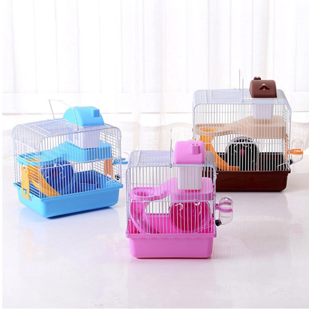 2-storey Pet Hamster Cage Luxury House Portable Mice Home Habitat Decoration Small Pets Chinchilla Hamster House Cage Supplies