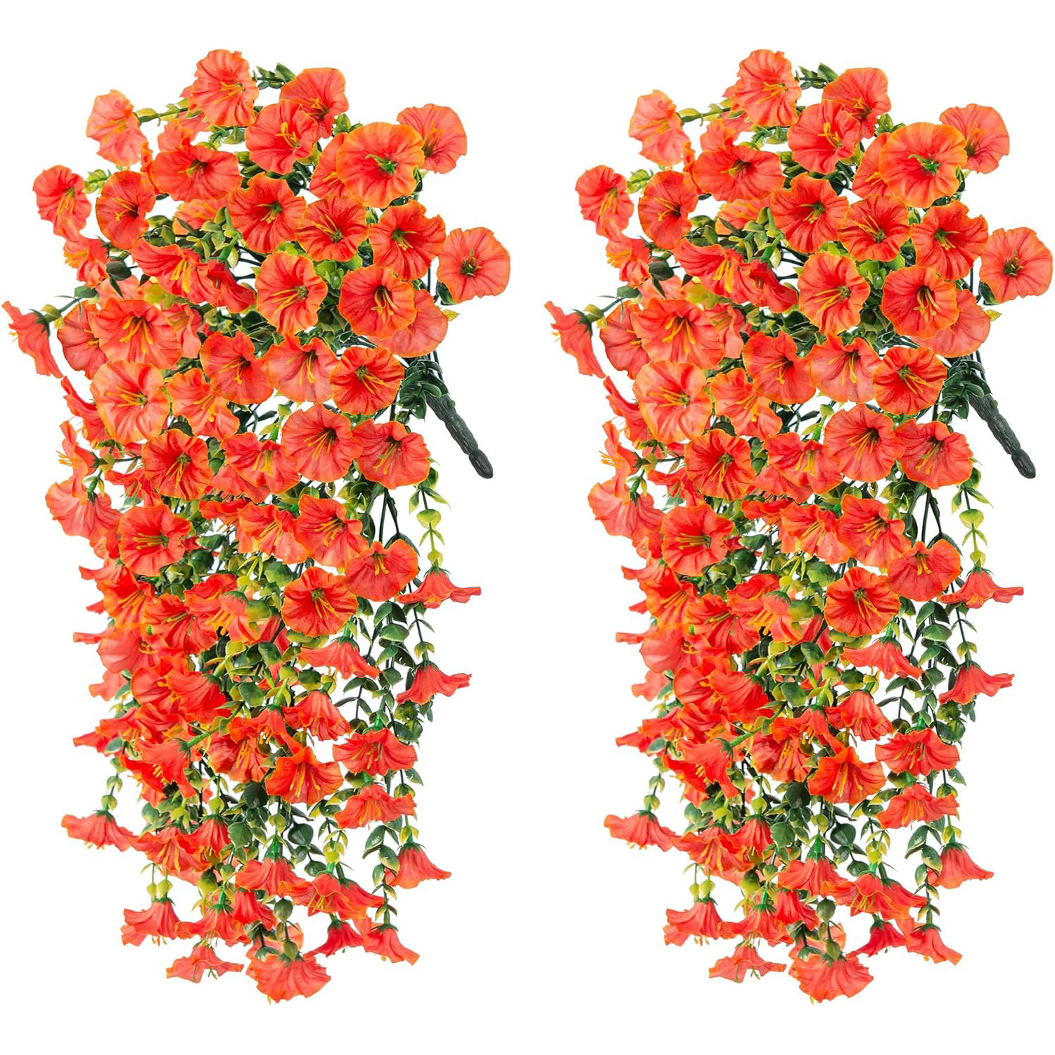 1/2 stuks kunstmatige hangende bloemen, paarse windbloemen van imitatiezijde met lange ranken, uv-bestendig, voor huis, tuin en balkondecoratie.