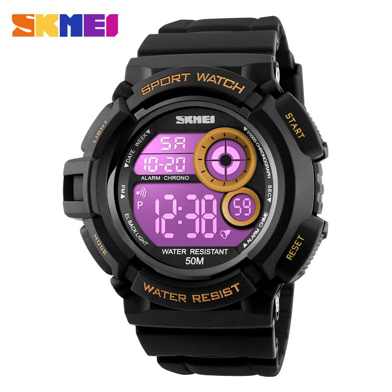 SKMEI Outdoor Sport Horloge Mannen Eenvoudige Kleurrijke LED Display Horloges Waterdicht Schokbestendig Digitale Horloge reloj hombre 1222: Gold