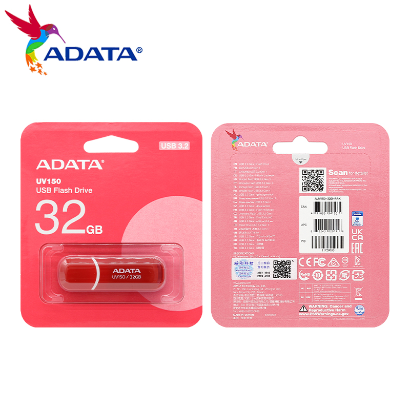 ADATA-unidad Flash USB 3,2 UV150, memoria portátil de alta velocidad de 64GB, 32GB y 16GB para ordenador