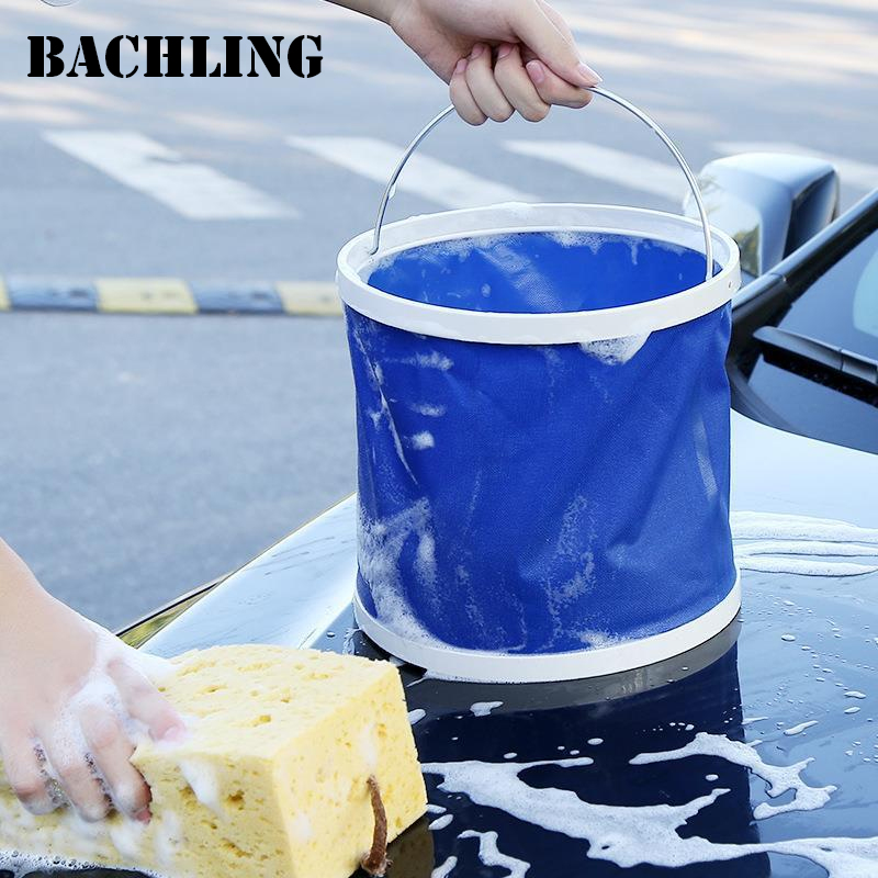 Cubo plegable para coche de 9/11/13L, cubos para lavado de coches de tela Oxford, cubo plegable portátil, multifuncional, resistente al agua