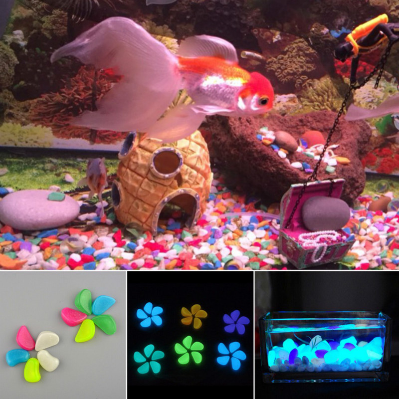 10 stuks/partij mooie glow in the dark kiezels kunstmatige lichtgevende stenen looppad aquarium accessoires aquarium decoratie