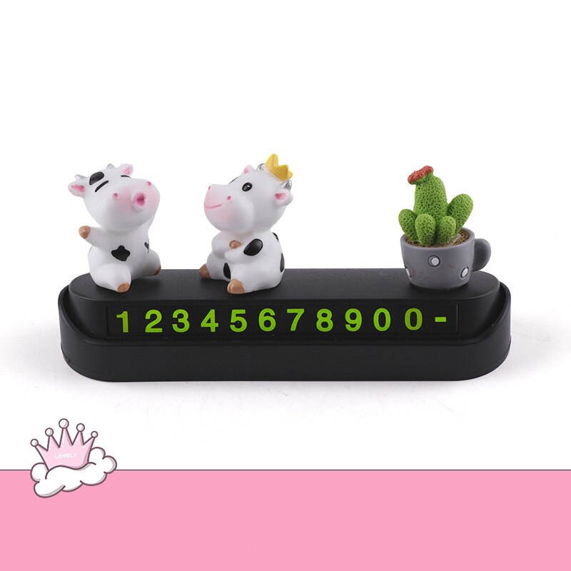 Cute Cartoon Doll Car Dashboard Decoration Temporary Parking Card Personality Parking Number Sign Girl's Day: H