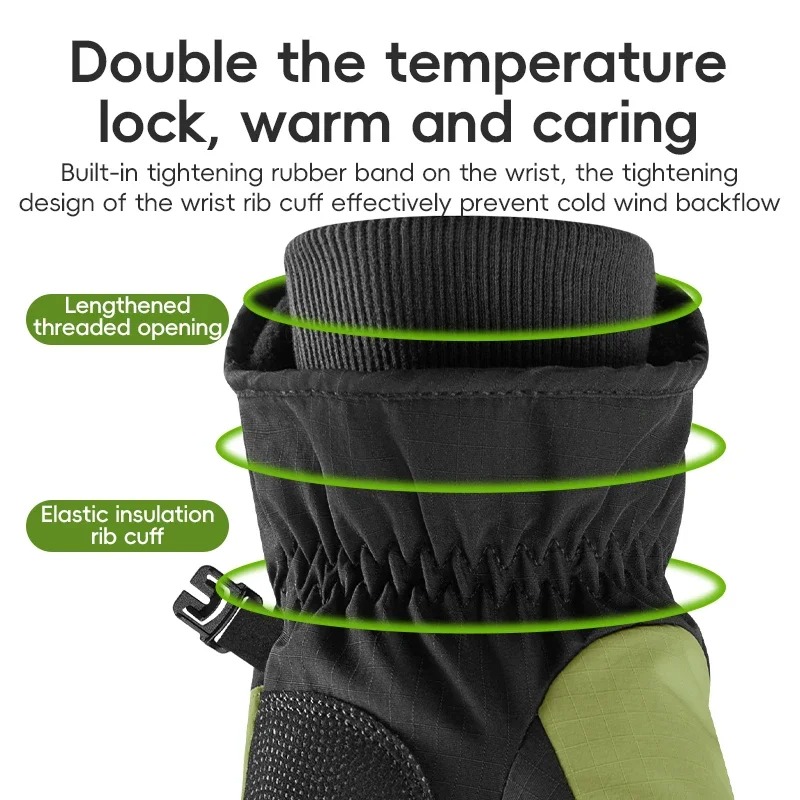 Rockbros luvas de esqui à prova dwaterproof água neve manter quente à prova vento luvas de inverno snowboard tela toque velo luvas de equitação do motor