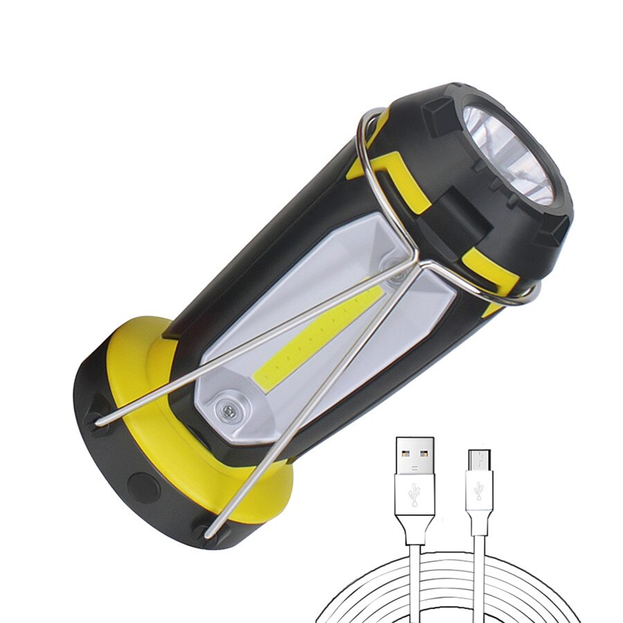COB Work light LED Flashlight Camping Hiking Emergency Multifunction Rechargeable Light Deformable Fancy lighting with USB cable: Yellow