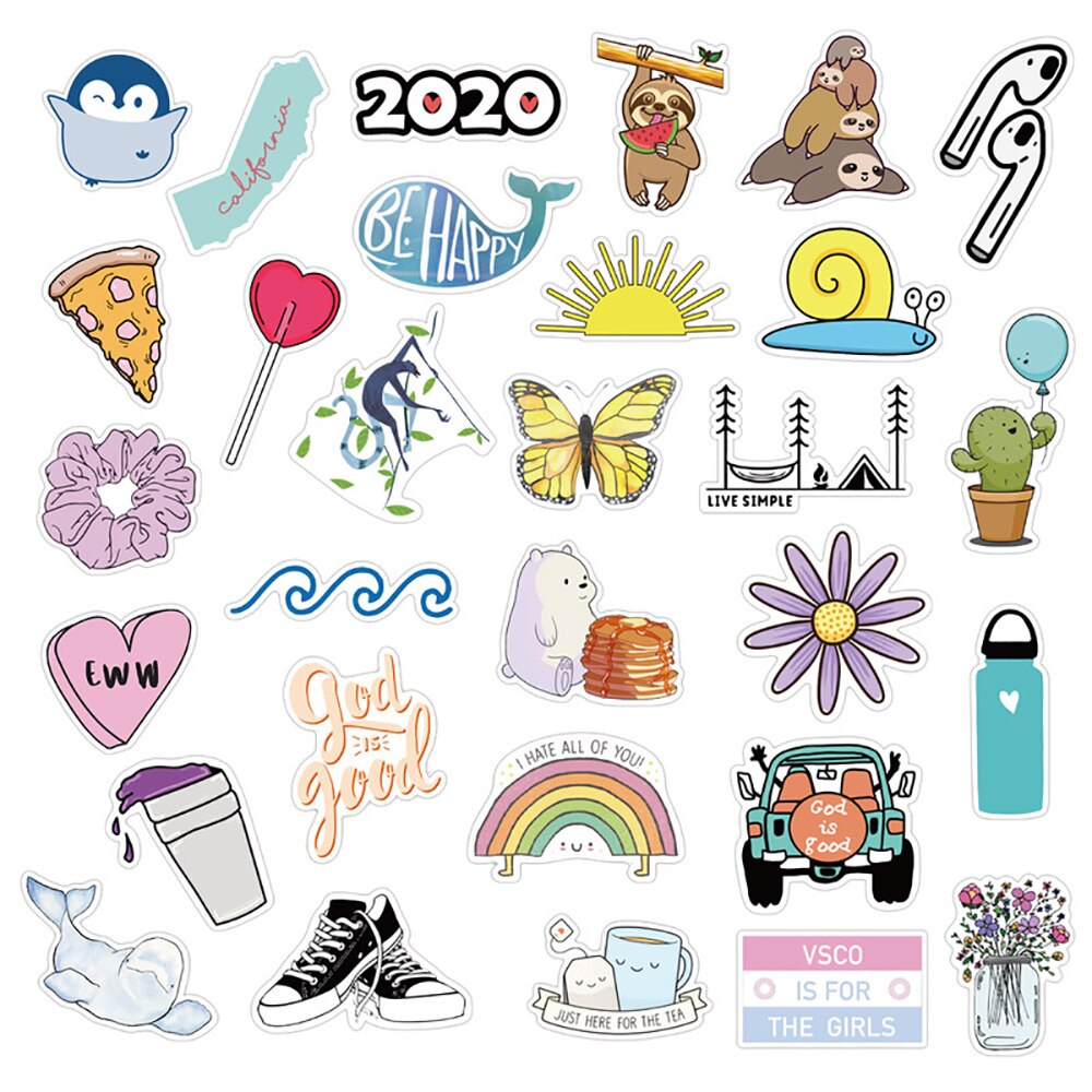 75PCS Cute Cartoon VSCO Girl Stickers For Car Motorcycle Travel Luggage Guitar Skateboard Waterproof Cool Decal Stickers
