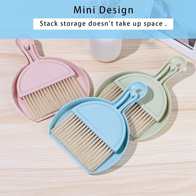3 Sets Mini Stoffer En Blik Set Kooi Cleaner Hand Bezem En Stoffer Schoonmaak Tool Voor Bureau, Auto, kleine Dieren Afval, Etc