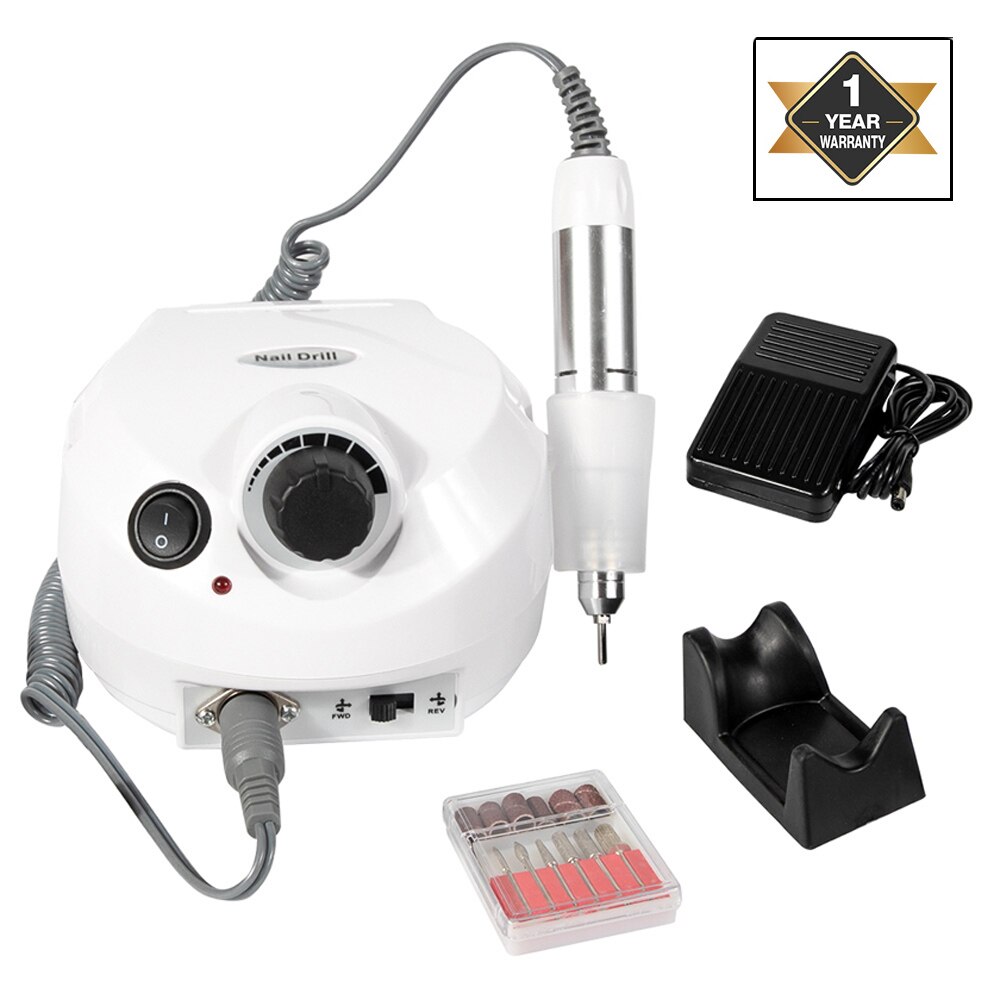35000rpm elétrica broca do prego manicure máquina uso doméstico equipamento da arte do prego manicure 6 brocas de lixar banda acessório ferramenta do prego: Home Use White
