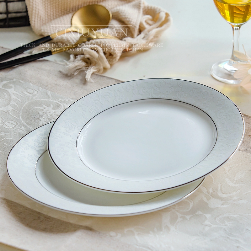 2pcs set, 8inch + 10inch, real bone china dinner plates, ceramic dishes and plates sets, porcelain charger plates borden servies