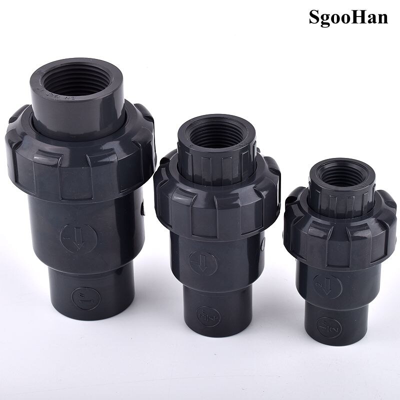 UPVC 1/2~2 Inch Single Female Thread Check Valve One Way Non-Return Ball Valve Aquarium Fish Tank  Garden Irrigation Adapter