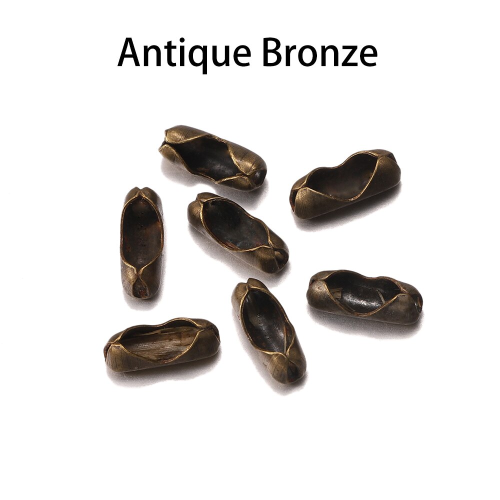 200pcs/lot Diameter 1.5/2/2.4/3.2 mm Ball Chain Connectors Clasps Connectors For DIY Jewelry Findings Making Supplie: 2.0mm / Antique Bronze
