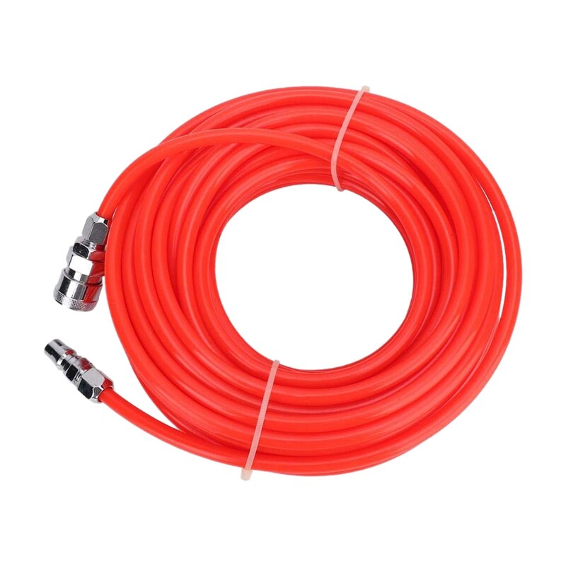 Wear and Durable 5X8mm High Pressure Flexible Air Compressor Hose With Male/Female Quick Connector for Industrial Home 15M Red: Default Title