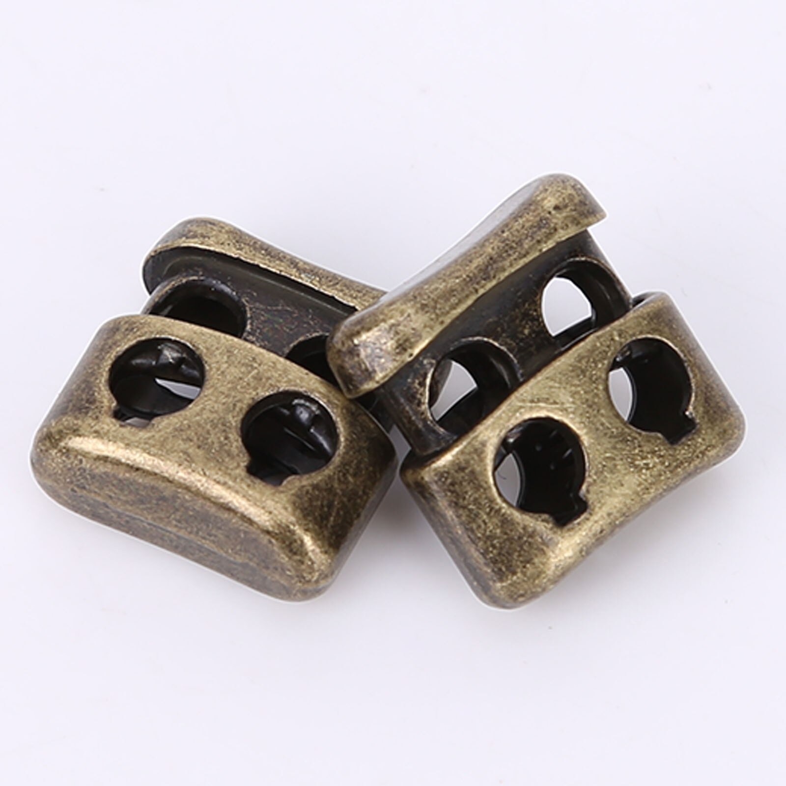 2Pcs Metal Cord Locks Bucket Shape Rope Ends Buttons Drawstring Toggles 2 Holes Lanyard Shoelace Fasteners DIY Paracord Stopper