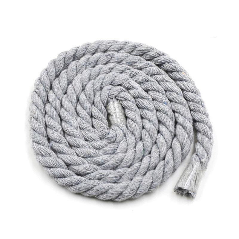 Cordon tordus en coton 100% 3 parts | 10 mètres 12mm, corde décorative artisanale en coton pour sac, ceinture, accessoires de couture: LightGray