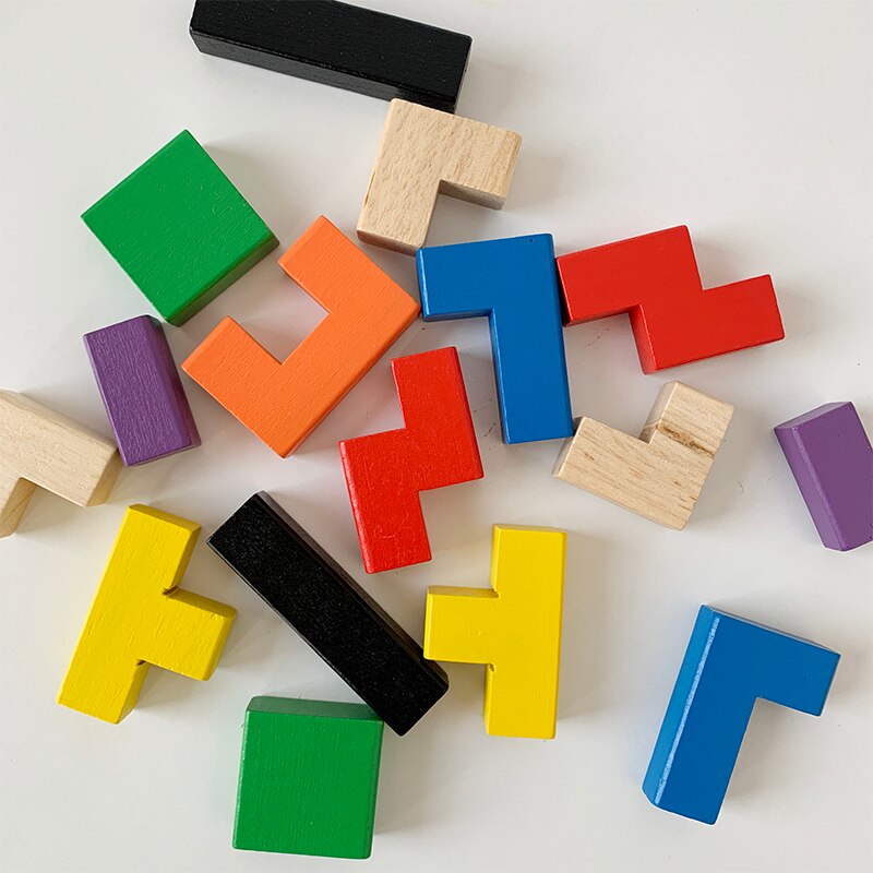 Gomma di Legno Tetris puzzle di Giocattolo per Bambini Gioco Da Tavolo in Legno Massello Blocchi di Costruzione di puzzle di Educazione Precoce 2-3-4 anni Vecchio Materiale