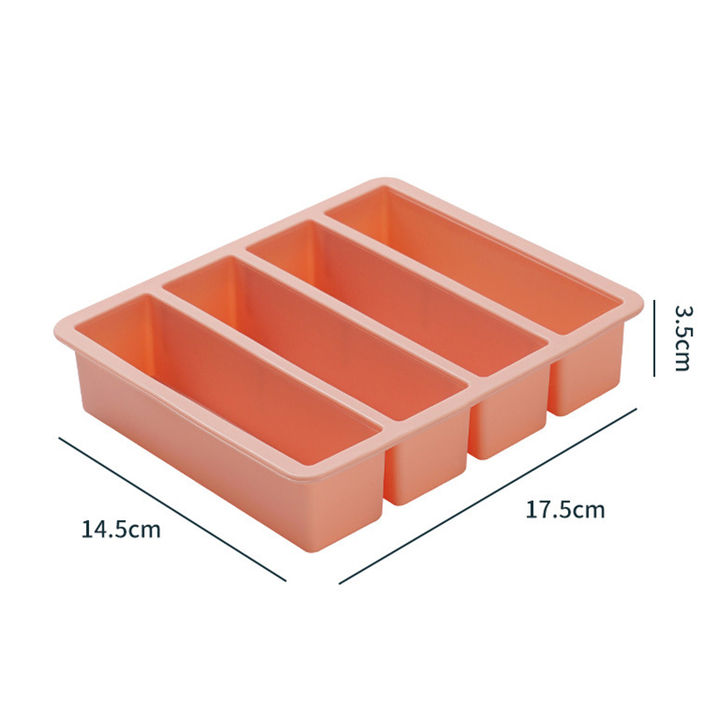 4 Cubes Giant Storage For Food Meal Sauce With Lid Silicone Freezer Trays Extra Large Soup Ice Tray Food Freezing Molds: Silver