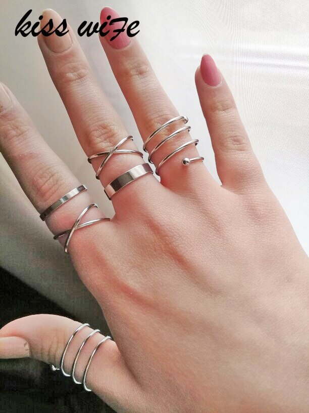 KISSWIFE Heißer Einzigartige Ring Set Punk Gold Farbe Knuckle Ringe für frauen Finger Ring 6 PCS Ring Set Beste