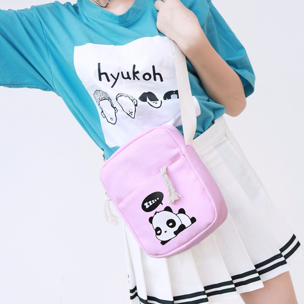 4 pçs/set bonito dos desenhos animados das mulheres panda impresso mochilas lona ombro clutch schoolbags composite sac a dos mochila feminina 2018
