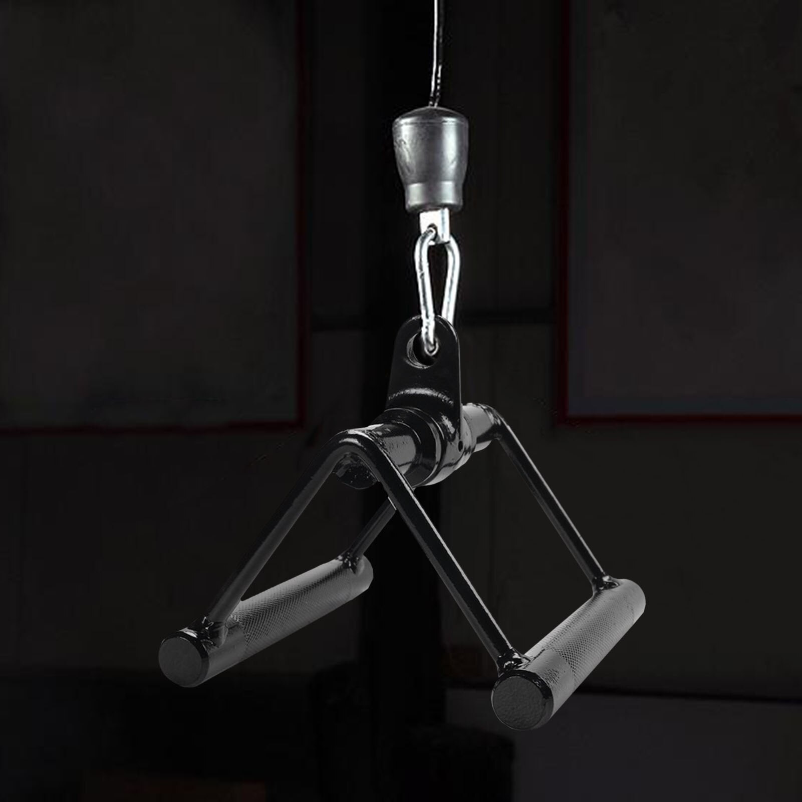 V Shaped Press Down Bar Cable Machine Handle Attachments Rotating Steel Rod Saddle Black Pull Rod Fitness Equipment Gym Tool