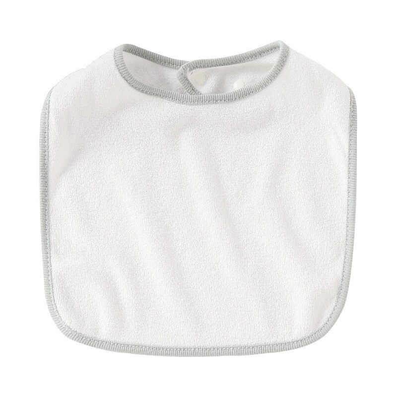 Baby White Cotton Super Soft Absorbent Saliva Towel Baby Solid Color Antifouling Comfortable Single Layer Snap Bib: 4-Gray