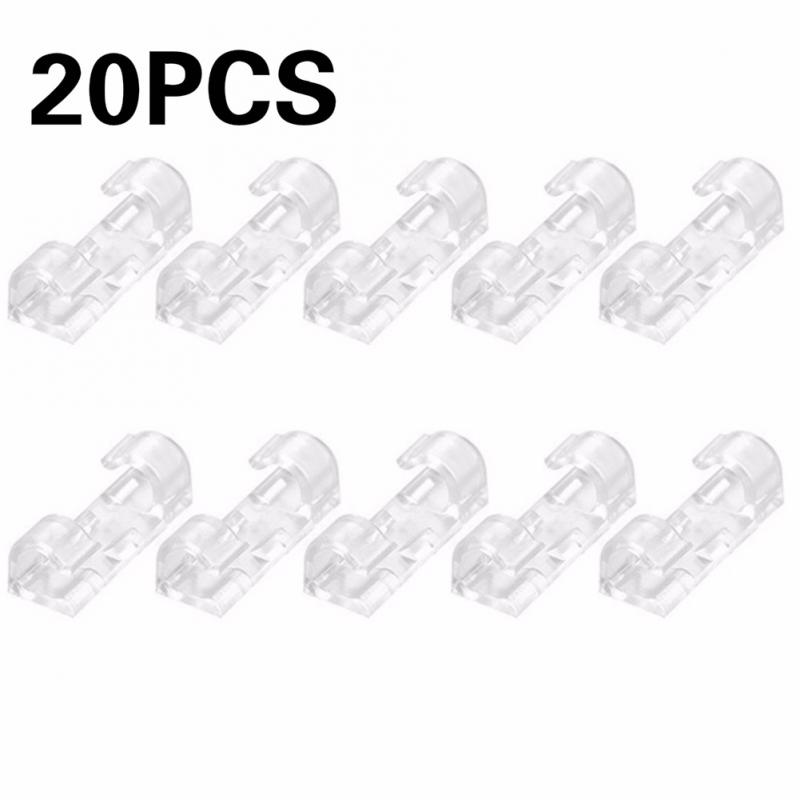 20Pcs Self-Adhesive Wire Desk Organizer Cable Clip Cable Manager Wall Wire Holder Charging Cable Winder Office Headset Line: Clear 20pcs