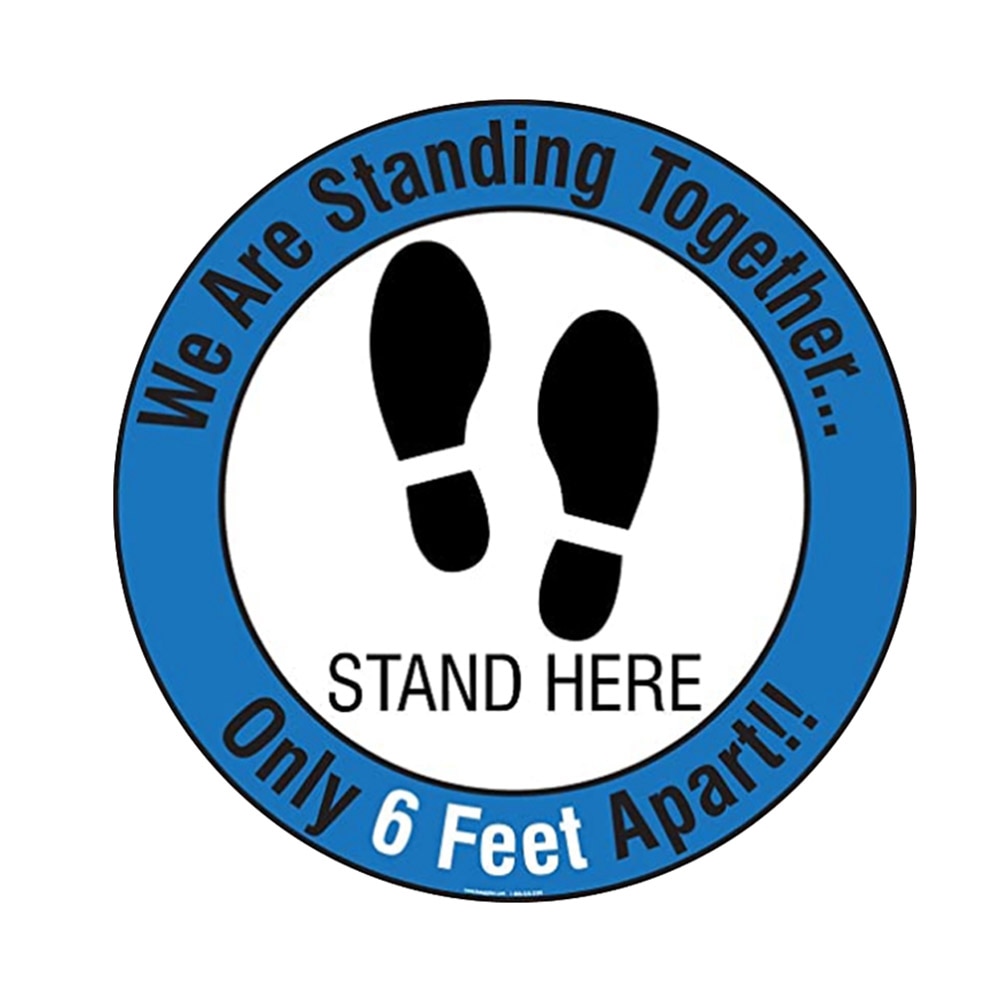 Adhesive Public Area Cue Bank Waterproof Store Safety Decals Round Stand Here Removable Social Distancing Floor Sign Anti Slip