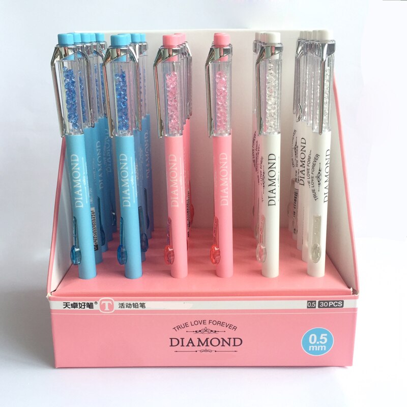 X54 3X Diamond Crystal Side Press Automatic Mechanical Pencil Writing Drawing School Office Supply Student Stationery