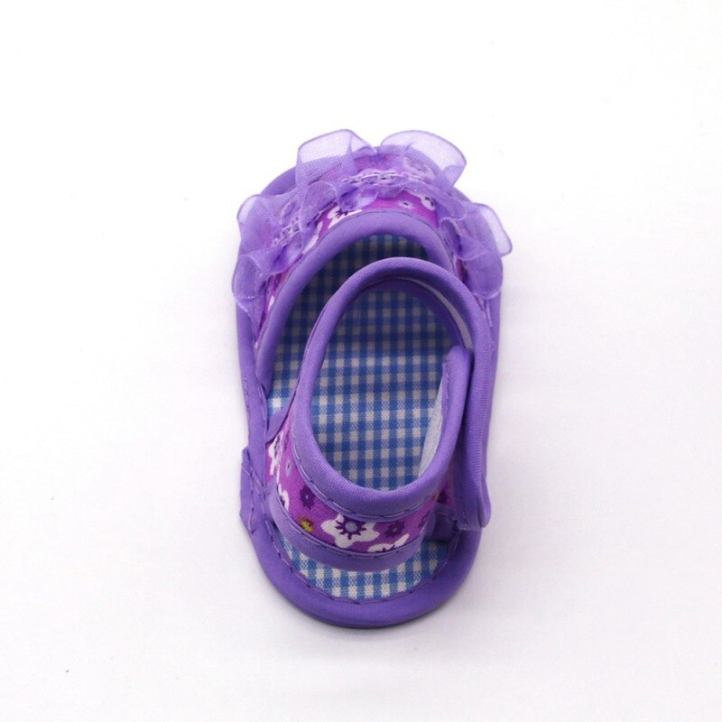 Bébé fille sandales respirant motif à fleurs anti-dérapant chaussures avec dentelle espadrilles décontractées enfant en bas âge chaussures à semelles souples 0-18M