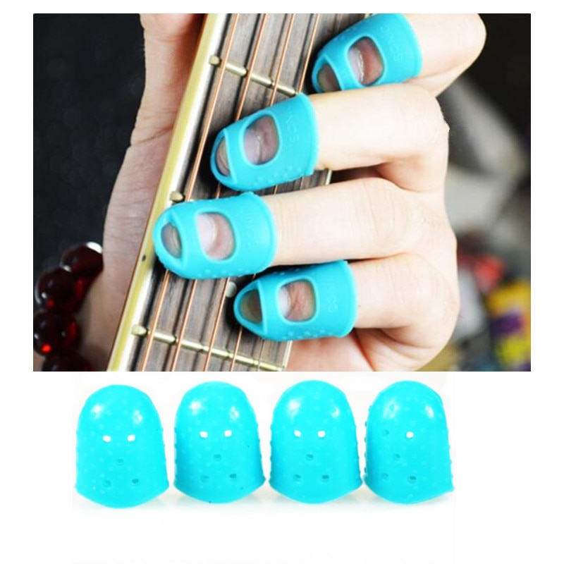 ZONAEL silikonowa gitara kciuk palec wybiera ochraniacz plektron palca naparstek palec straży bezpieczeństwa ochrony czapki niebieski 10 sztuk/partia