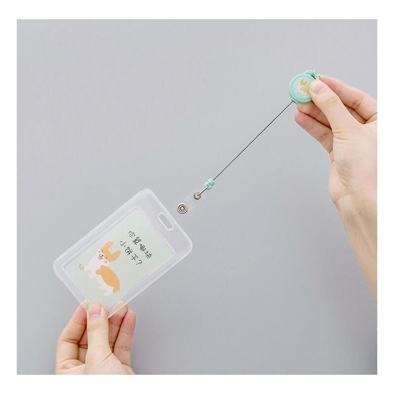 Llavero transparente para mujer, funda de plástico con carretes de placa retráctil, porta tarjetas