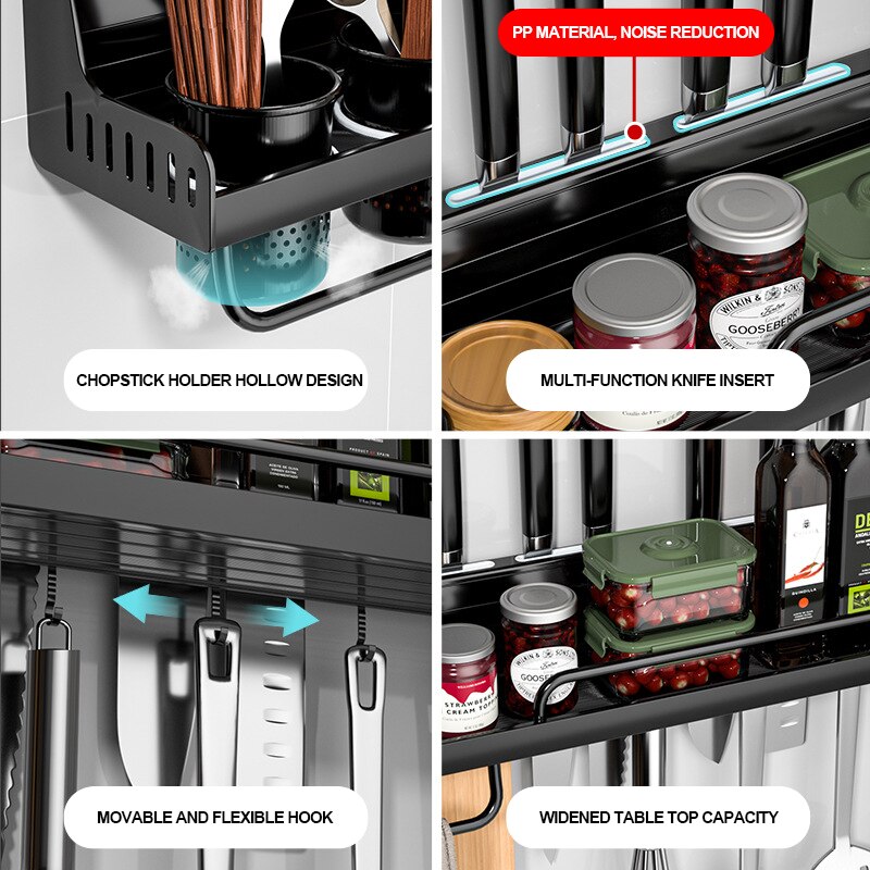 Kichen Organizer Zauberstab-montiert Gewürze Raum Regal Aluminium Multifunktions Kichen schlagen-freies Regal Lagerung Organizer Gestell für Gewürz