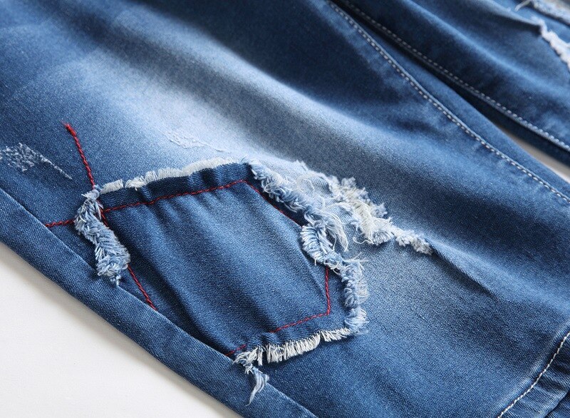 Patchwork Denim Shorts homme Déchiré Jeans Short Patch Cinq points Pantalon Hommes Chic Extensible Lavé Décontracté Short Streetwear