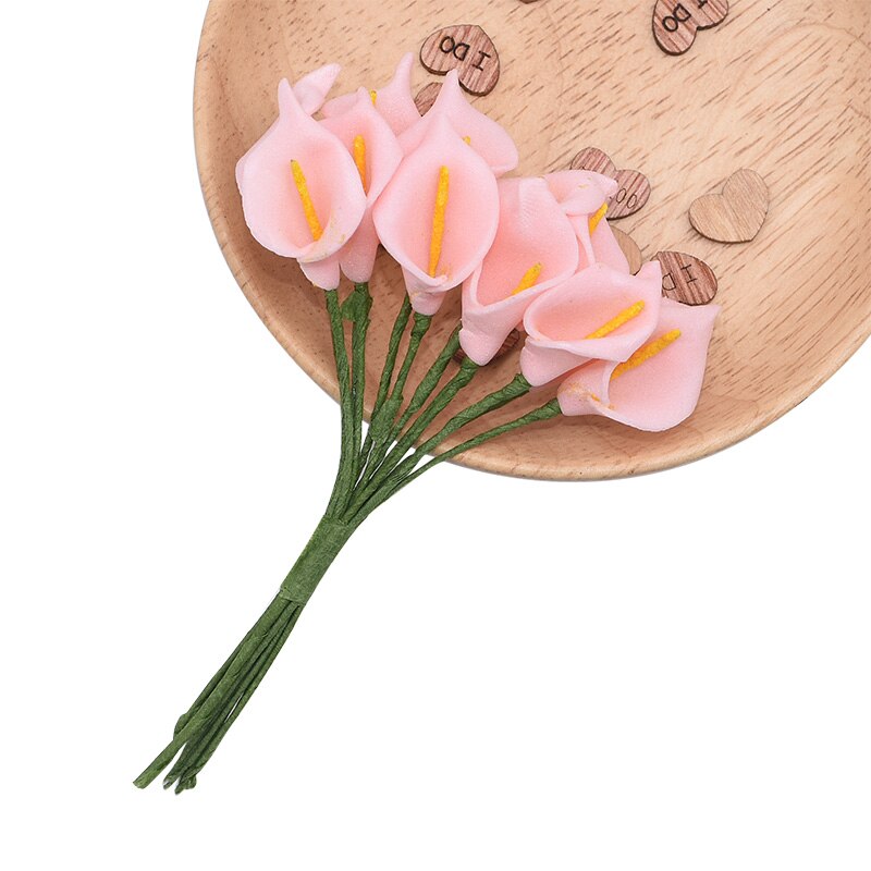 144 Stuks Mini Schuim Calla Lelie Kunstbloemen Boeket Voor Bruiloft Decoratie Home Decor Handgemaakte Cadeau Taart Kaart Bloemen Ambachten: L05 peach