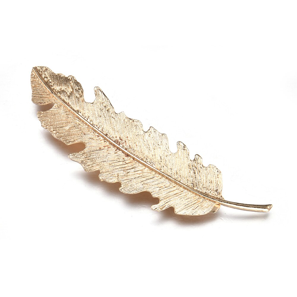 Vintage Simple Gold Leaves Feather Hair Clip Hairpin Barrette Spring Clip Hair Jewelry Women Tiara Accessories Bride: Golden