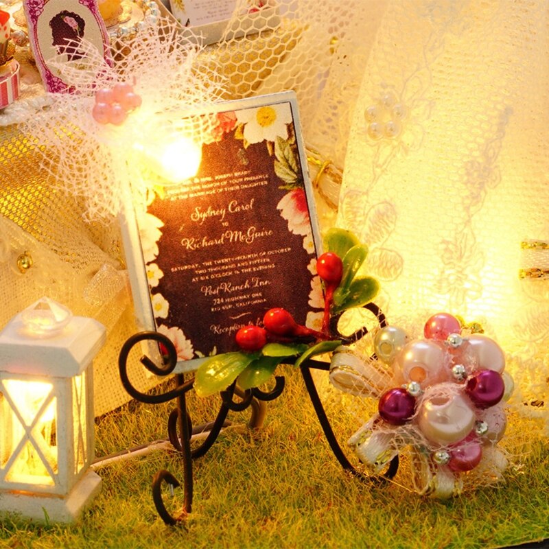 Poppenhuis Miniatuur Met Meubels, Diy Houten Huis Kit Plus Stofdicht, 1:25 Tiny House Building Kit, liefde Is Eeuwig