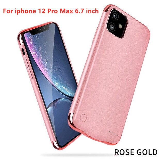 6000Mah Uitgebreid Telefoon Batterij Power Case Voor Iphone 12 Pro Max 6.7 Inch Backup Batterij Oplader Draagbare Power bank Case: Pink (6.7inch)