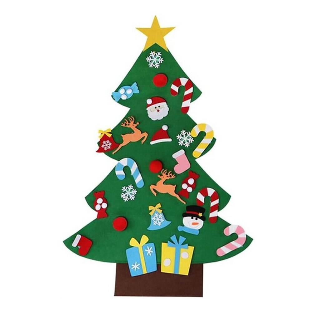 Décoration de noël enfants fait main sapin de noël à monter soi-même feutre tissu matériel petits ornements colorés