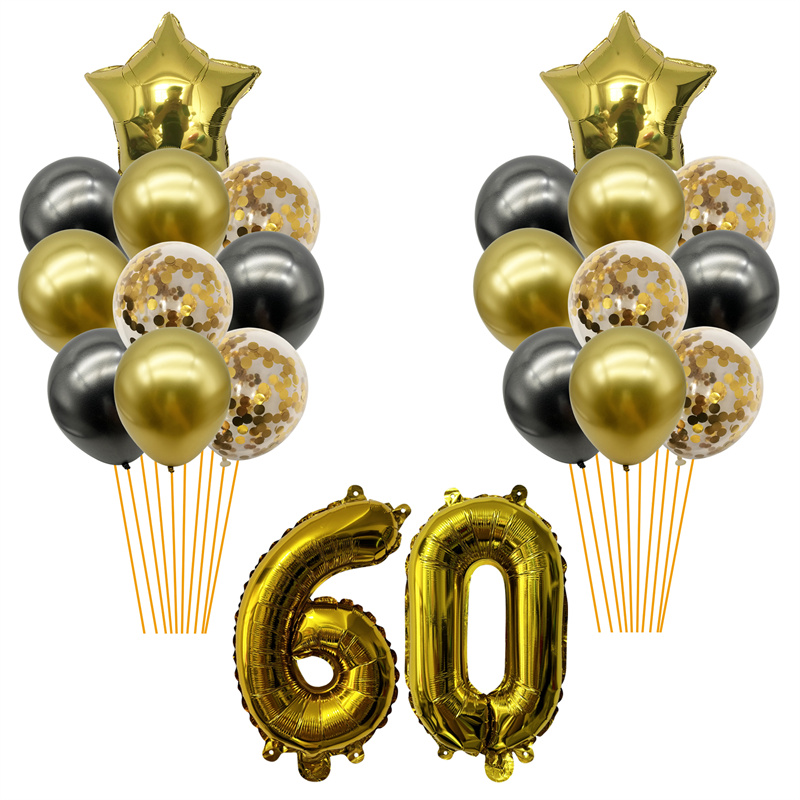 1 bolsa de globos dorados con números 30 40 50 60 años, decoración para de cumpleaños, suministros para de aniversario de cumpleaños para adultos 30 40 50 60: AGATE