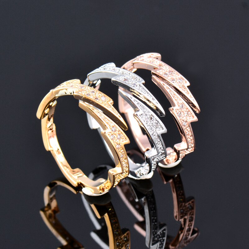 SINLEERY Einzigartige Blitz Ringe Für Frauen Einstellbare Größe blendend Zirkonia Rose Gold Farbe Schmuck Jz460 SSH